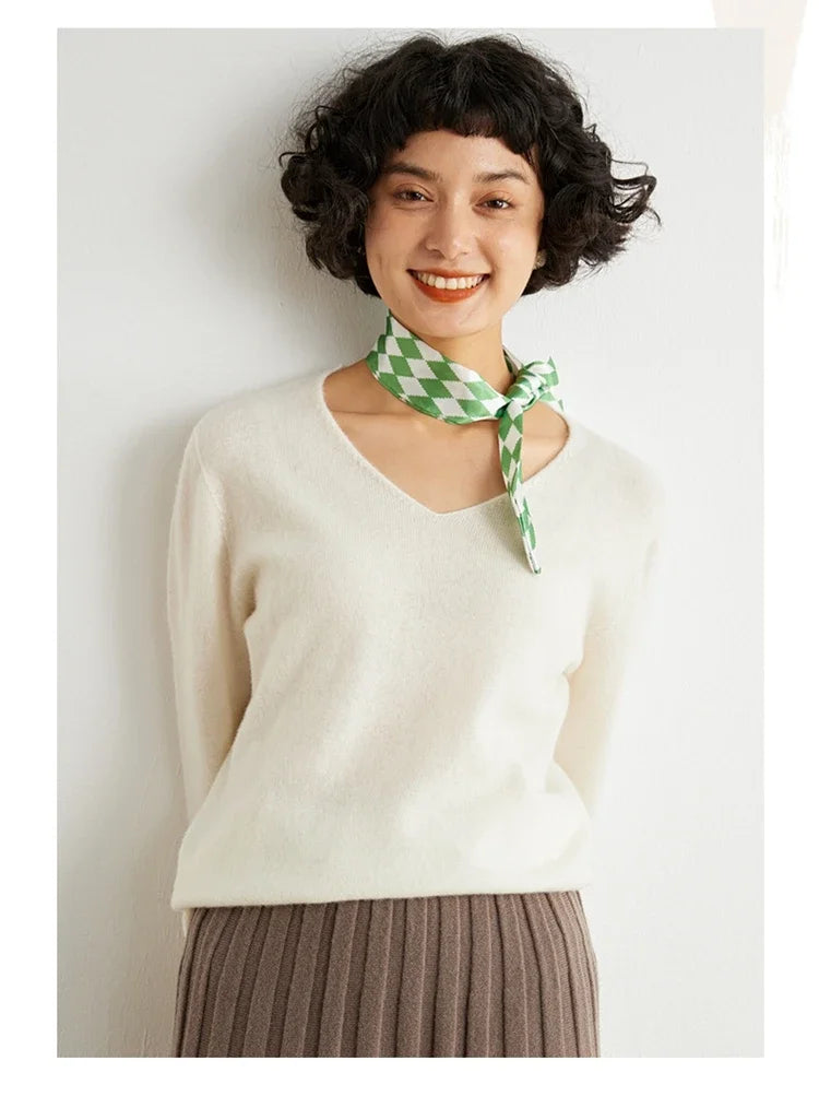 V-Neck 100% Cashmere Basic Jumper