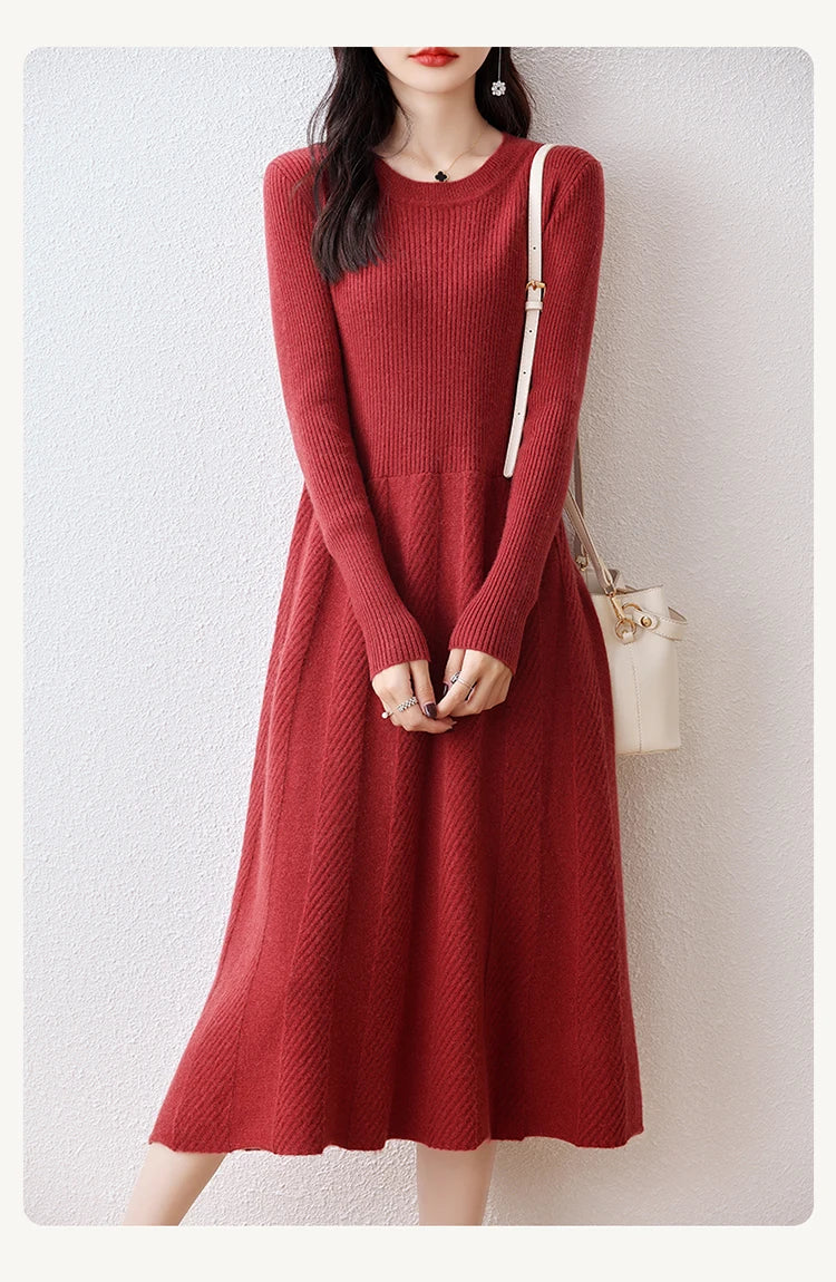 Merino Wool Knitted Sweater Dress