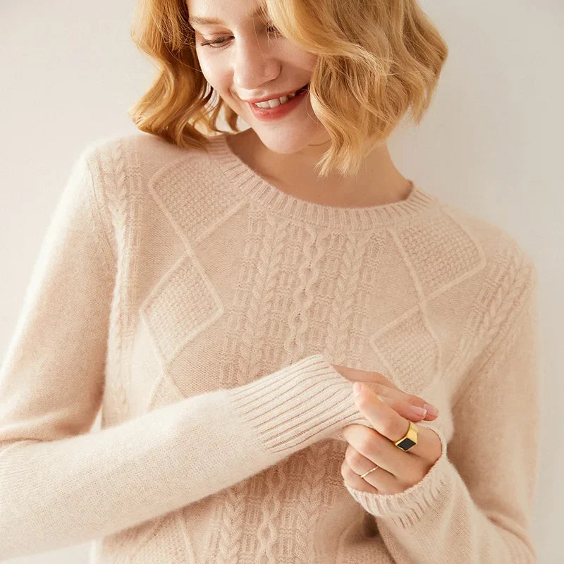 Round-Neck 100% Merino Wool Sweater