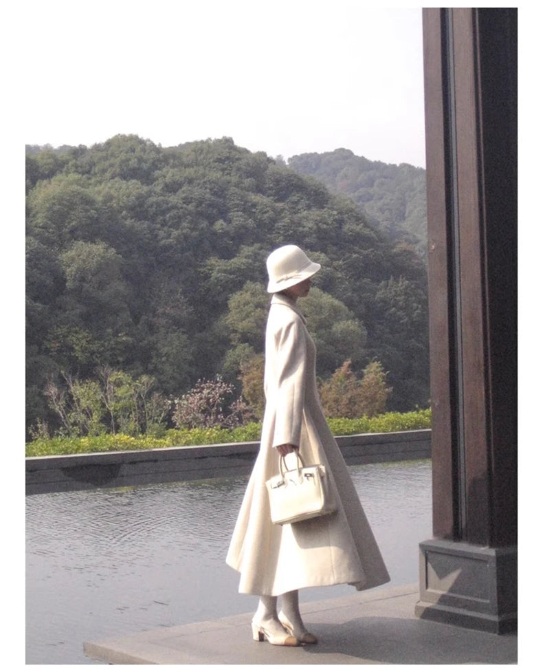 High Quality Skirted Woolen Wool & blends Coat