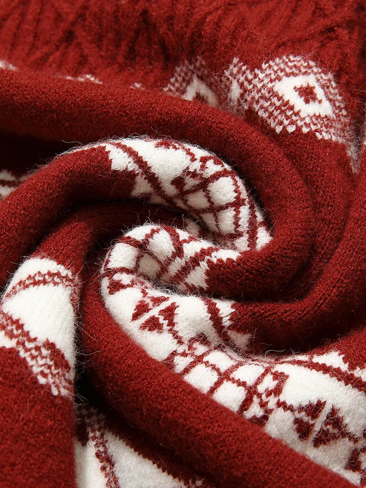 Red Jacquard Christmas Sweaters