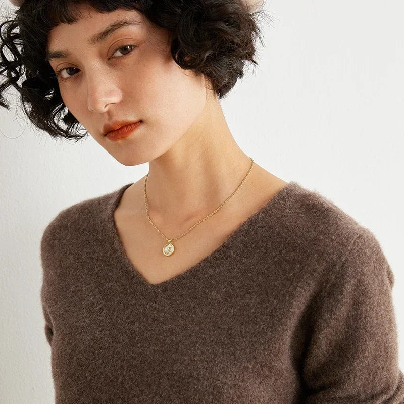 V-Neck 100% Cashmere Basic Jumper