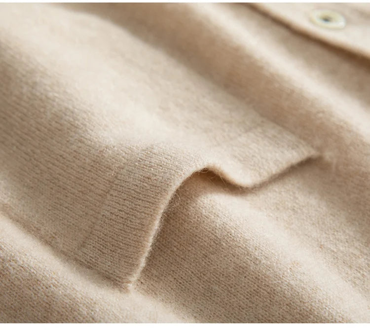 100% Cashmere Knitted Turn-down Collar Shirt