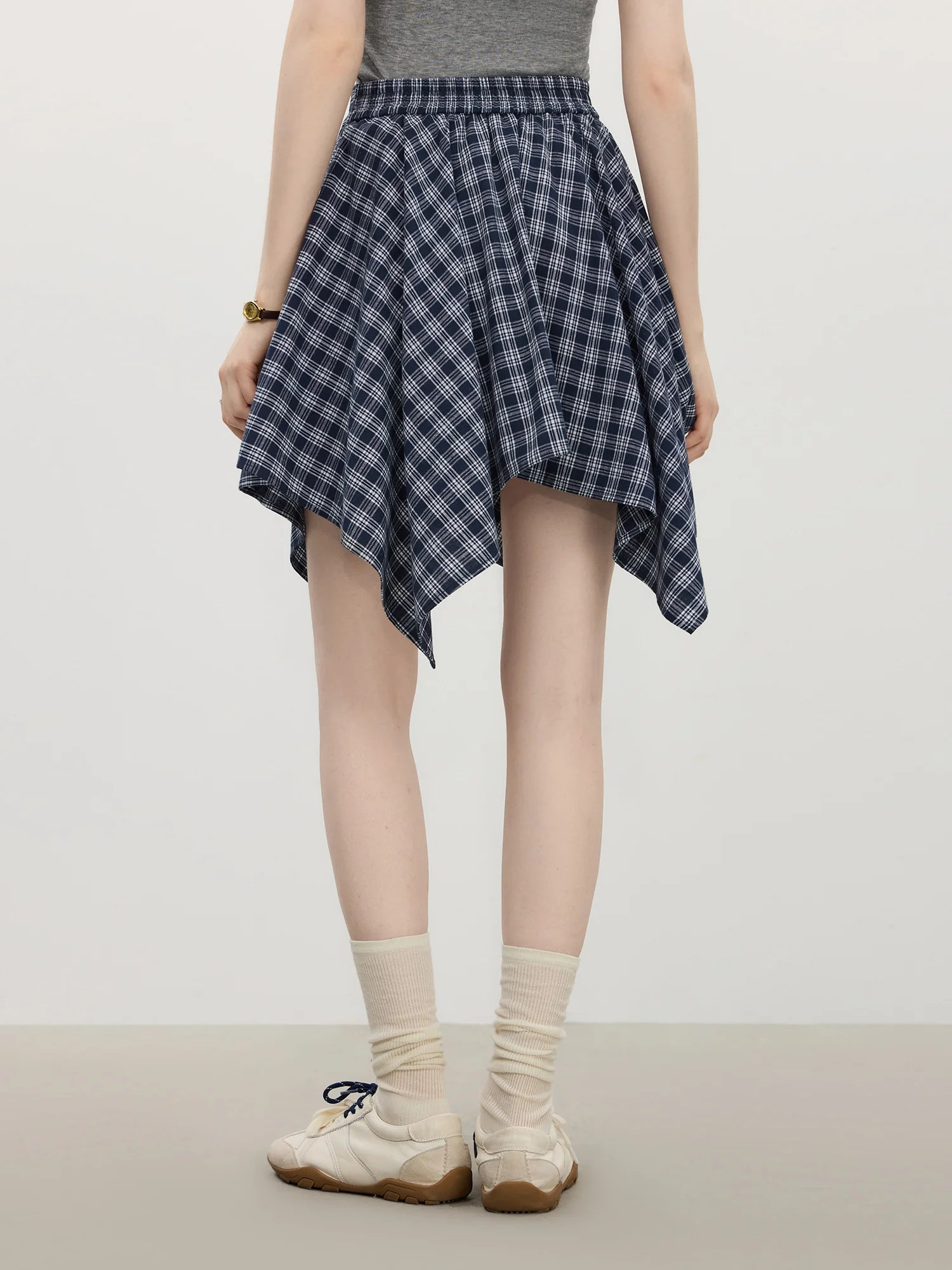 Textured High Waist A-Line Skirt