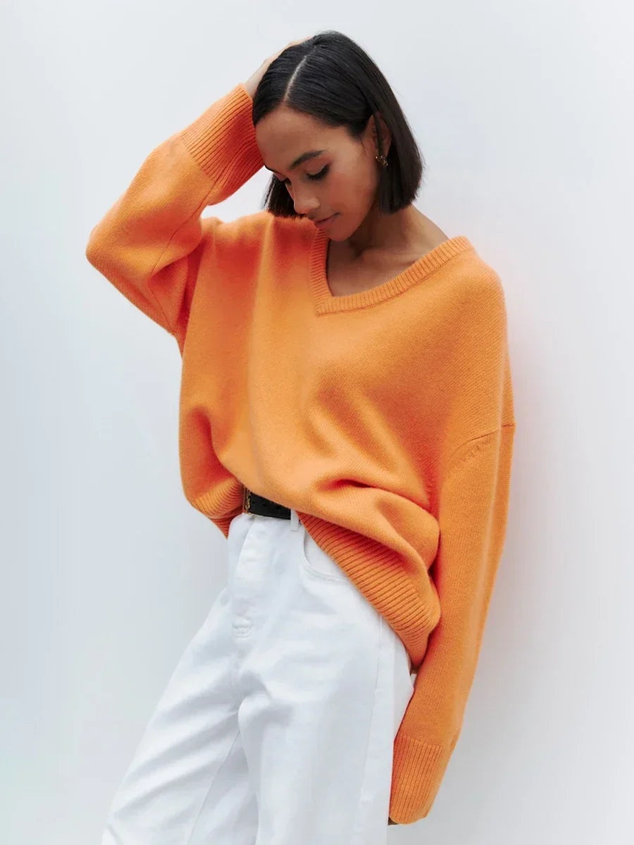 Oversized V-neck Versatile Sweater