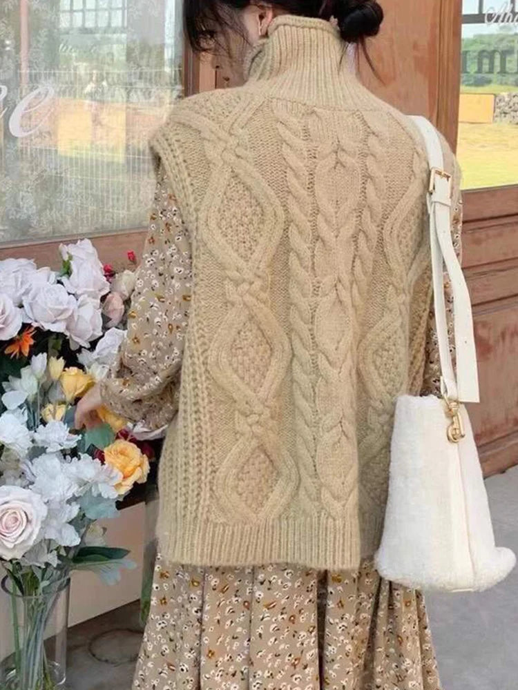 Twist Pattern Knitted Sweaters Waistcoat