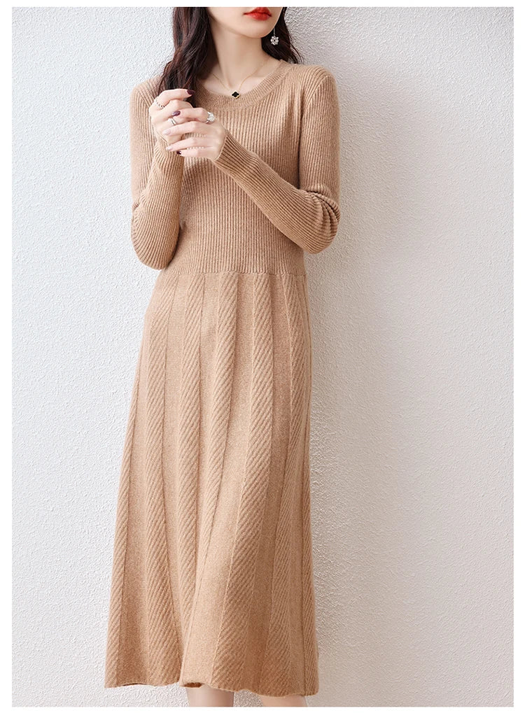 Merino Wool Knitted Sweater Dress