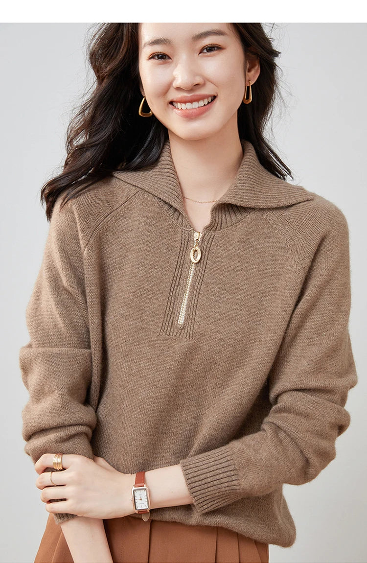 Pure Cashmere Half-zip Collar Jumper