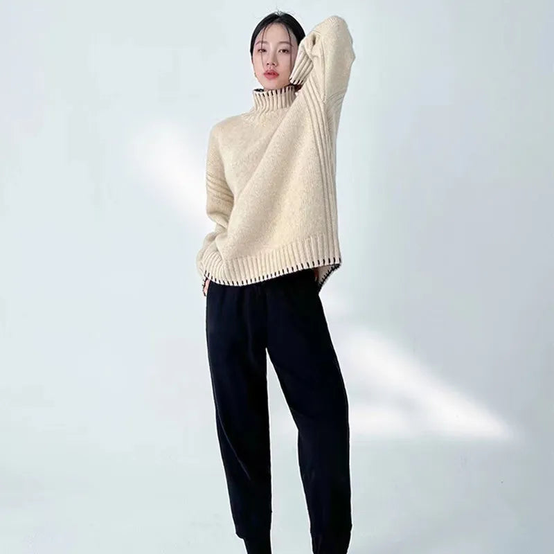 Oversized 100% Wool Turtleneck Sweater