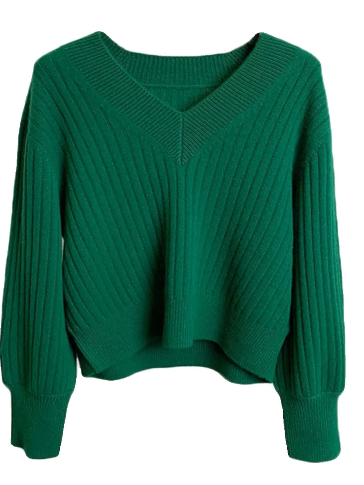 V-Neck 100% Cashmere Knitted Pullover Sweater