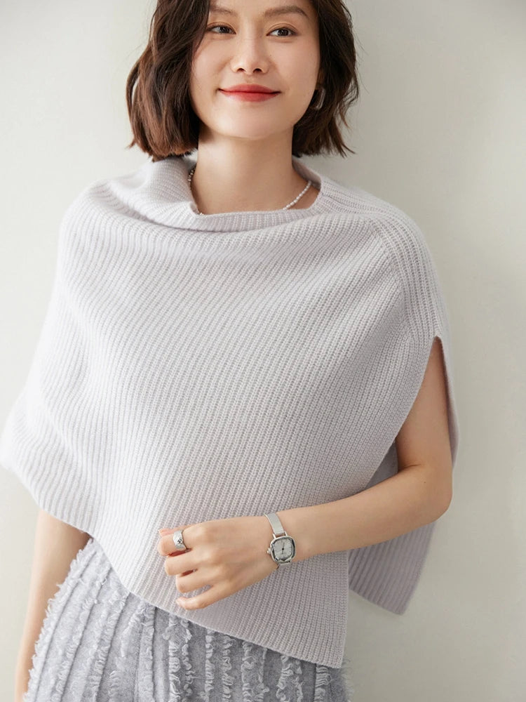 Thick Ribbed 100% Cashmere Shawl Scarf