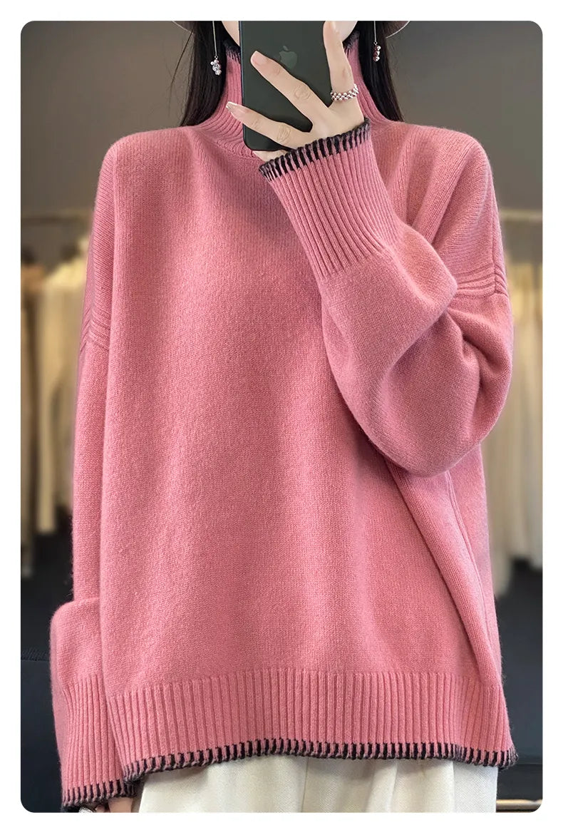 Oversized 100% Wool Turtleneck Sweater