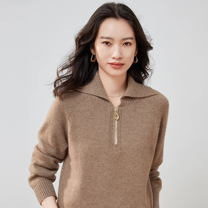 Pure Cashmere Half-zip Collar Jumper