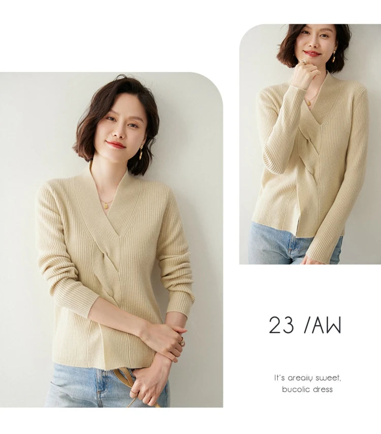 Pure Cashmere V-Neck Pullover Sweater