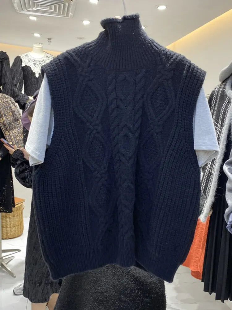 Twist Pattern Knitted Sweaters Waistcoat