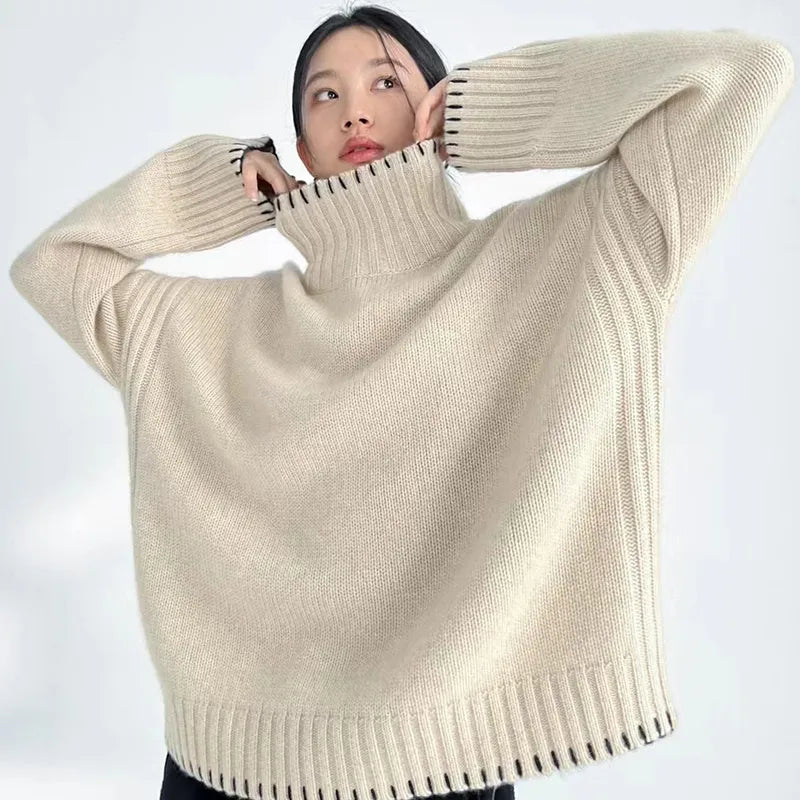 Oversized 100% Wool Turtleneck Sweater