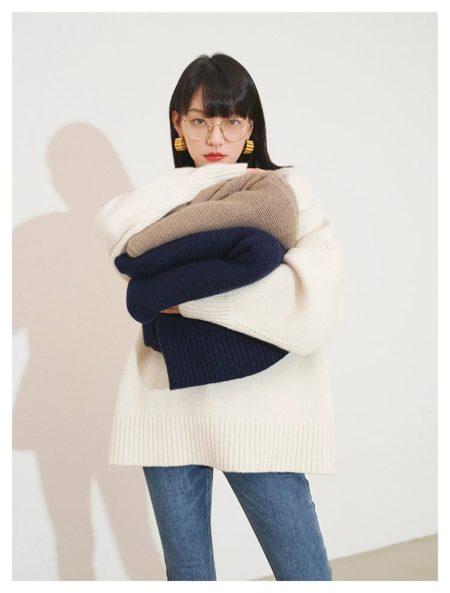 Round Neck 100% Cashmere Sweater