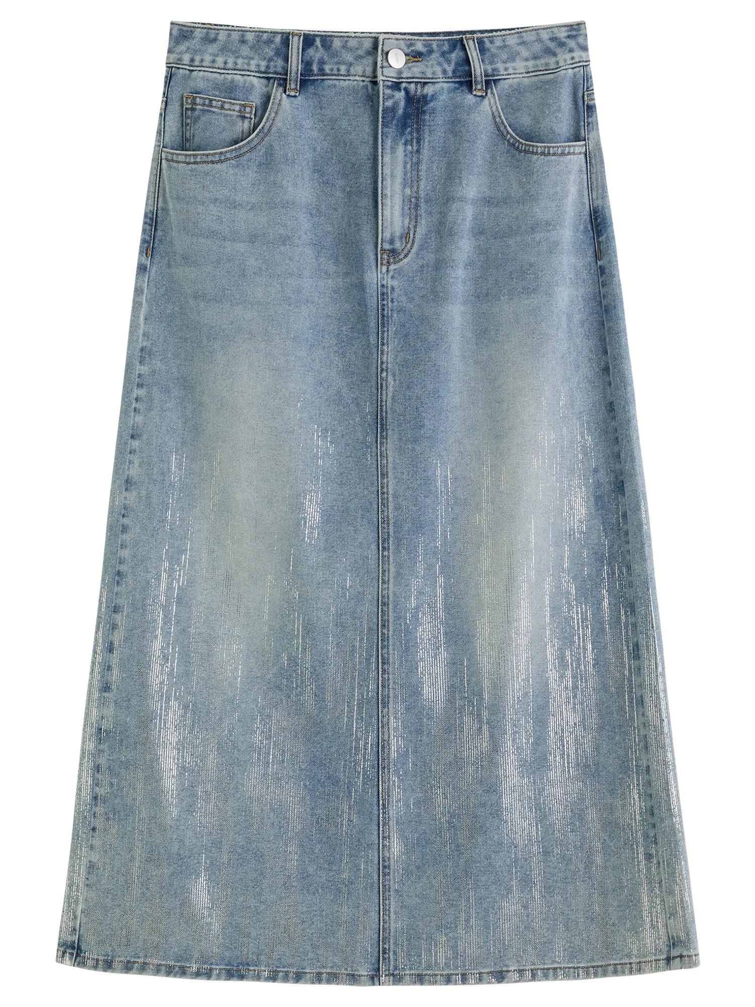 High Waist Slimming Mid Denim Skirt