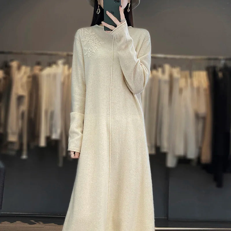 Cashmere and Wool Knitted Long Dress