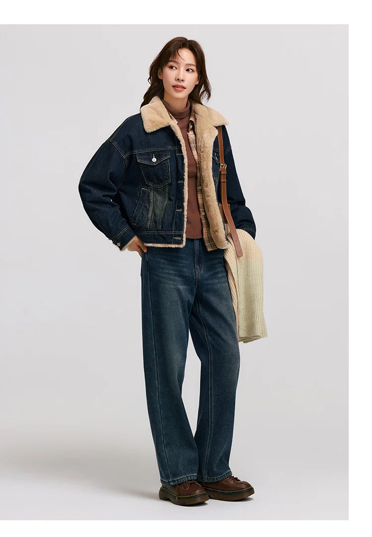 Patchwork Imitation Rabbit Fur Lapel Jacket