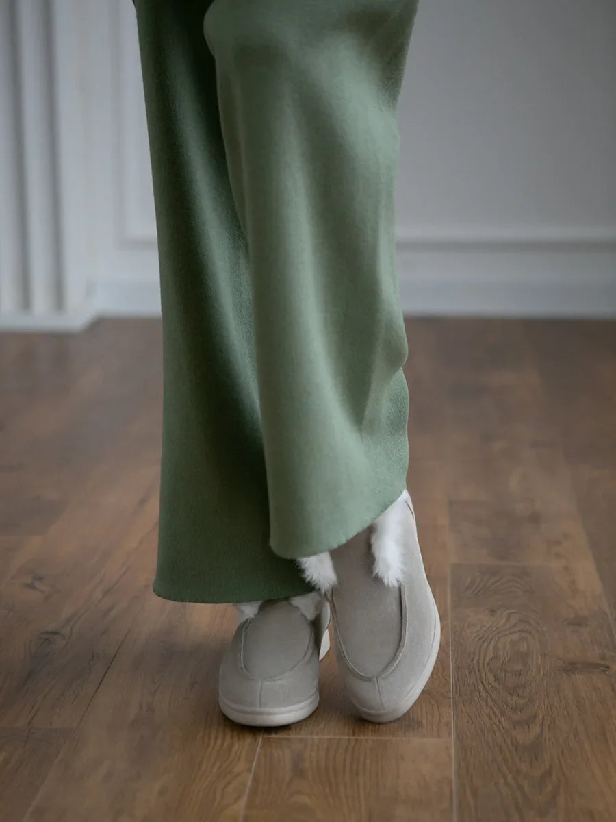 Half Turtleneck Sweater & Wide Leg Pants Knitted Set