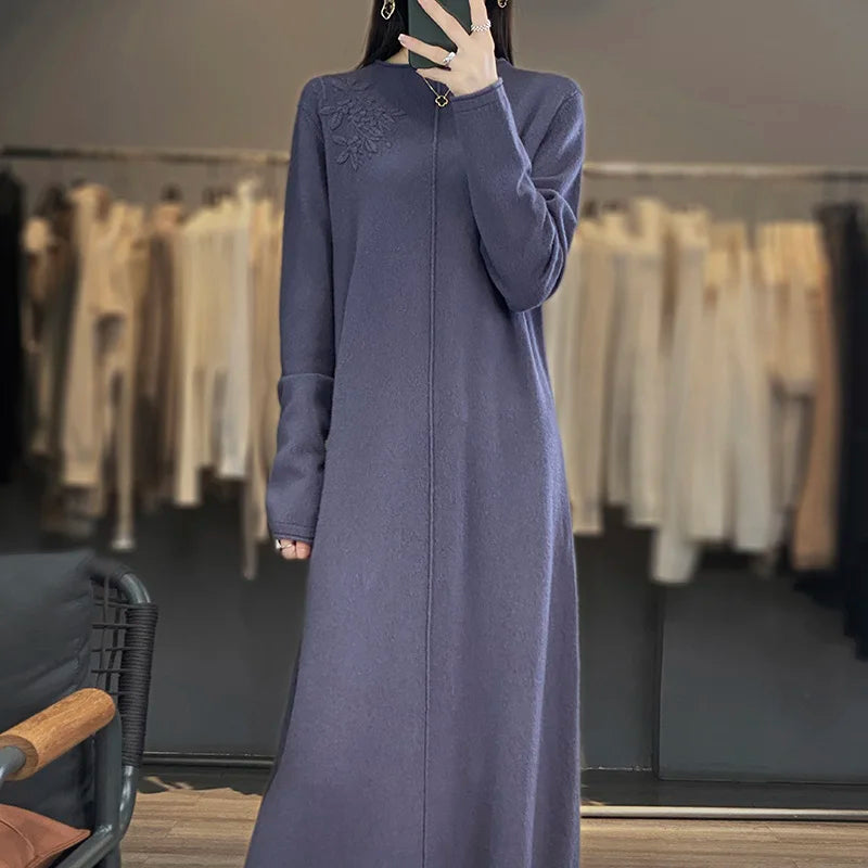 Cashmere and Wool Knitted Long Dress