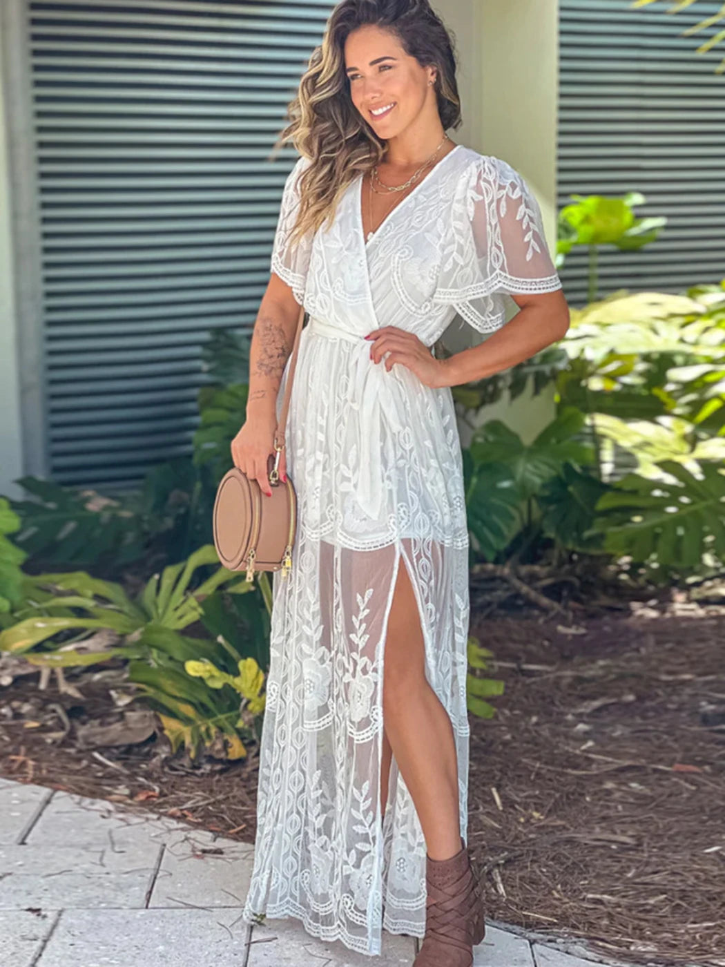 Embroidery Boho Lace Maxi Dress
