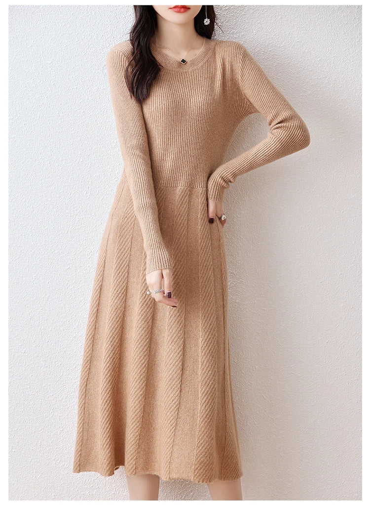 Merino Wool Knitted Sweater Dress