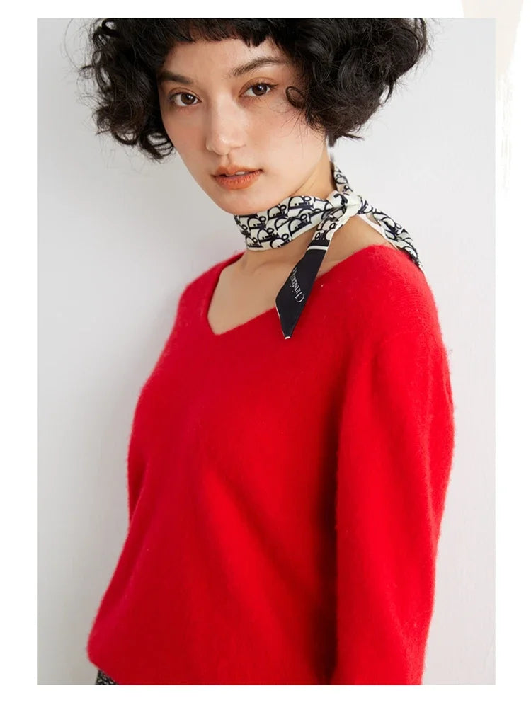 V-Neck 100% Cashmere Basic Jumper