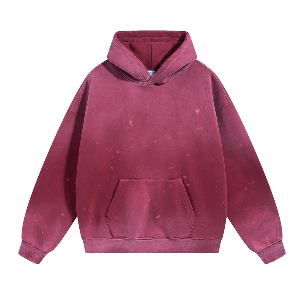 Oversized Warm Paint Distressed Hoodies