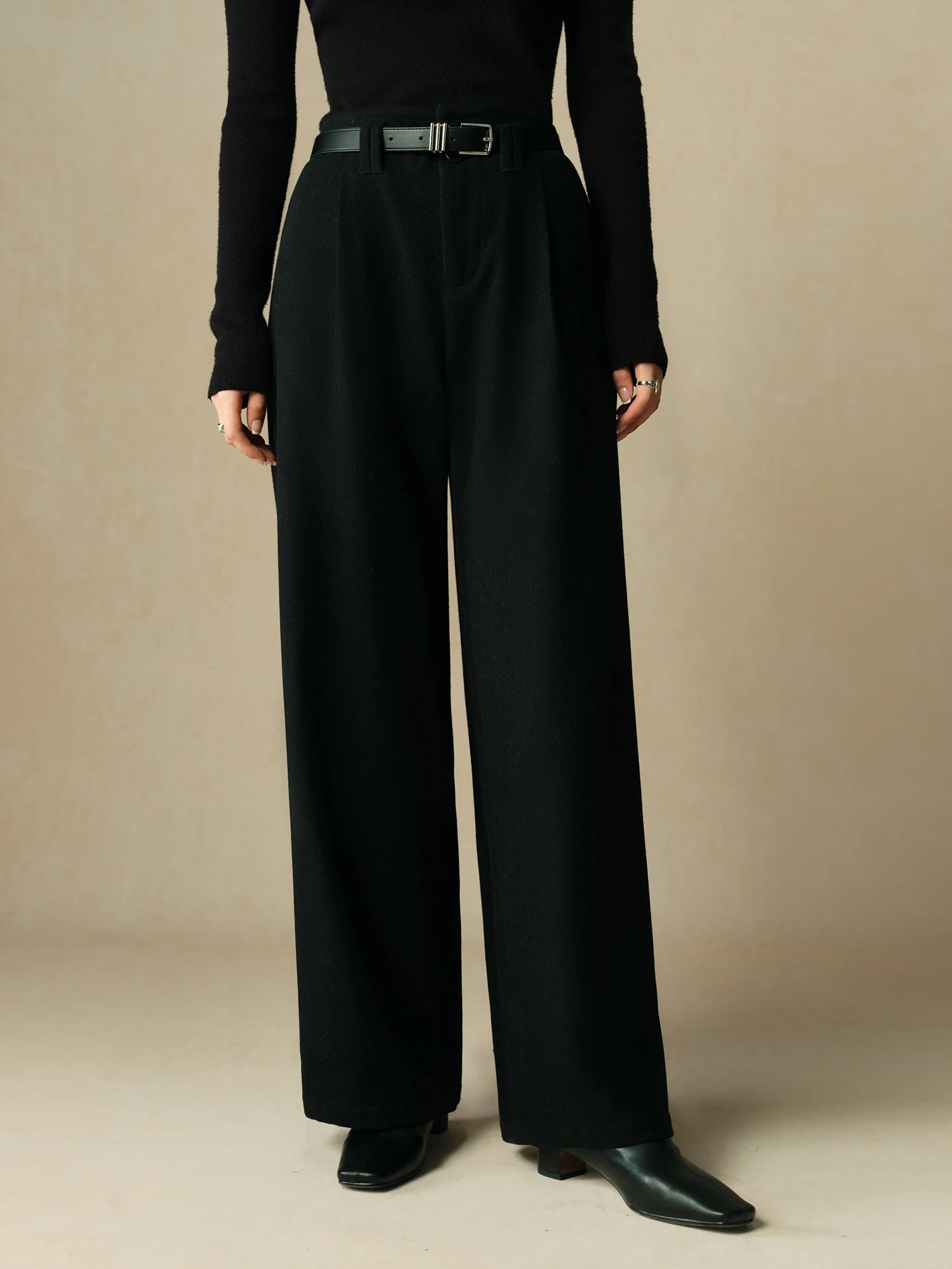 Wool Blended Straight Pants