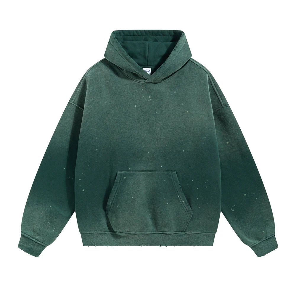 Oversized Warm Paint Distressed Hoodies