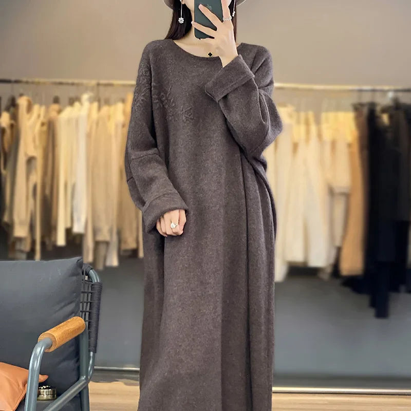 Oversized Round-Neck Cashmere Dress