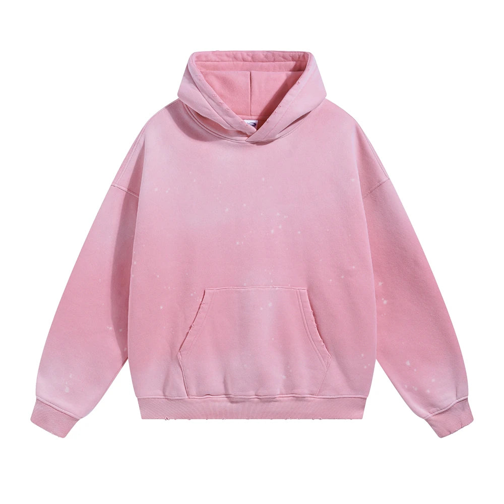 Oversized Warm Paint Distressed Hoodies