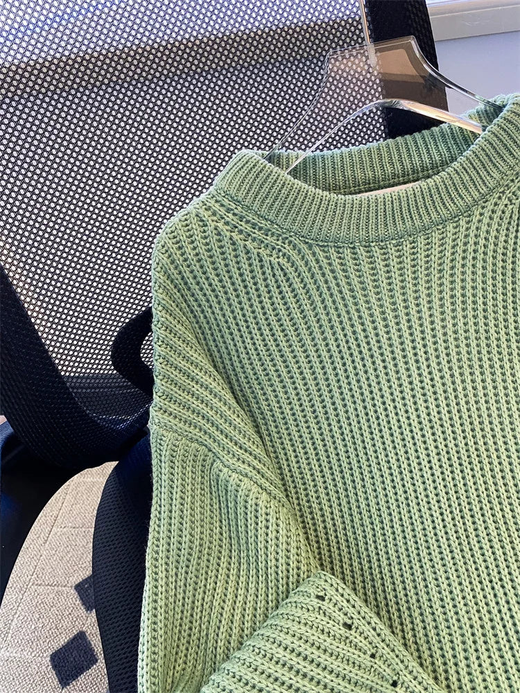 Round-Neck Oversized Knitted Pullover