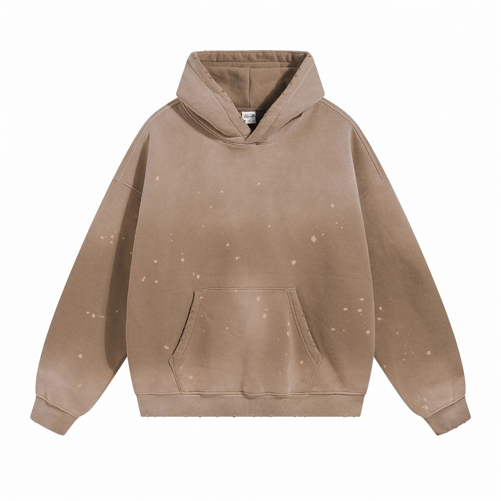 Oversized Warm Paint Distressed Hoodies