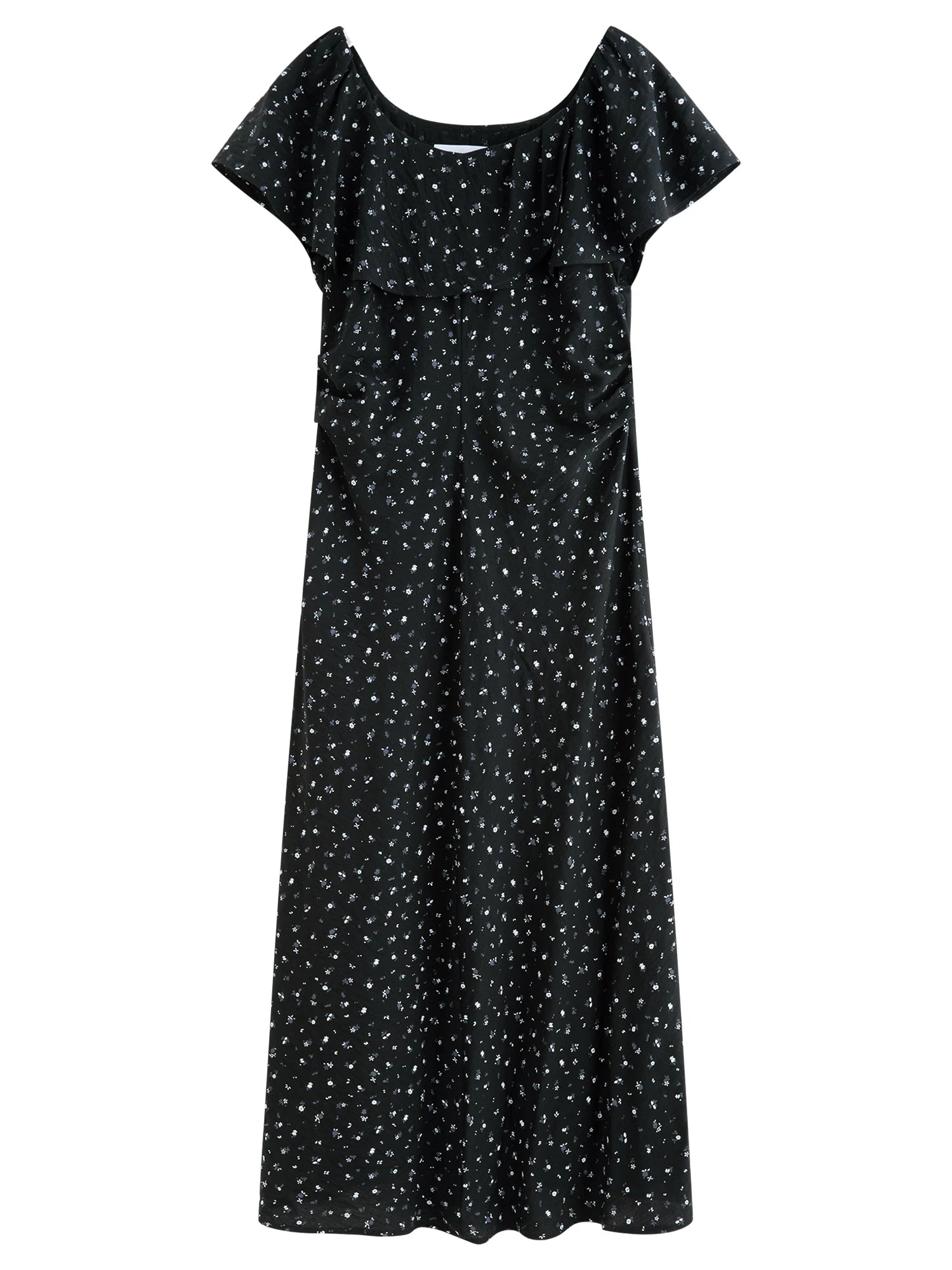 Charmeuse Ruffled Off Shoulder Skirt Dress