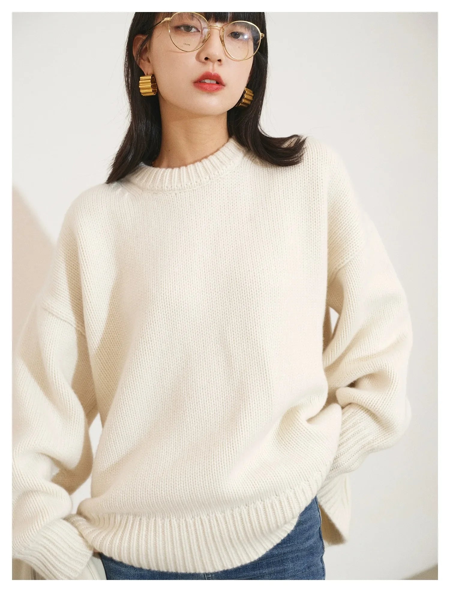Round Neck 100% Cashmere Sweater
