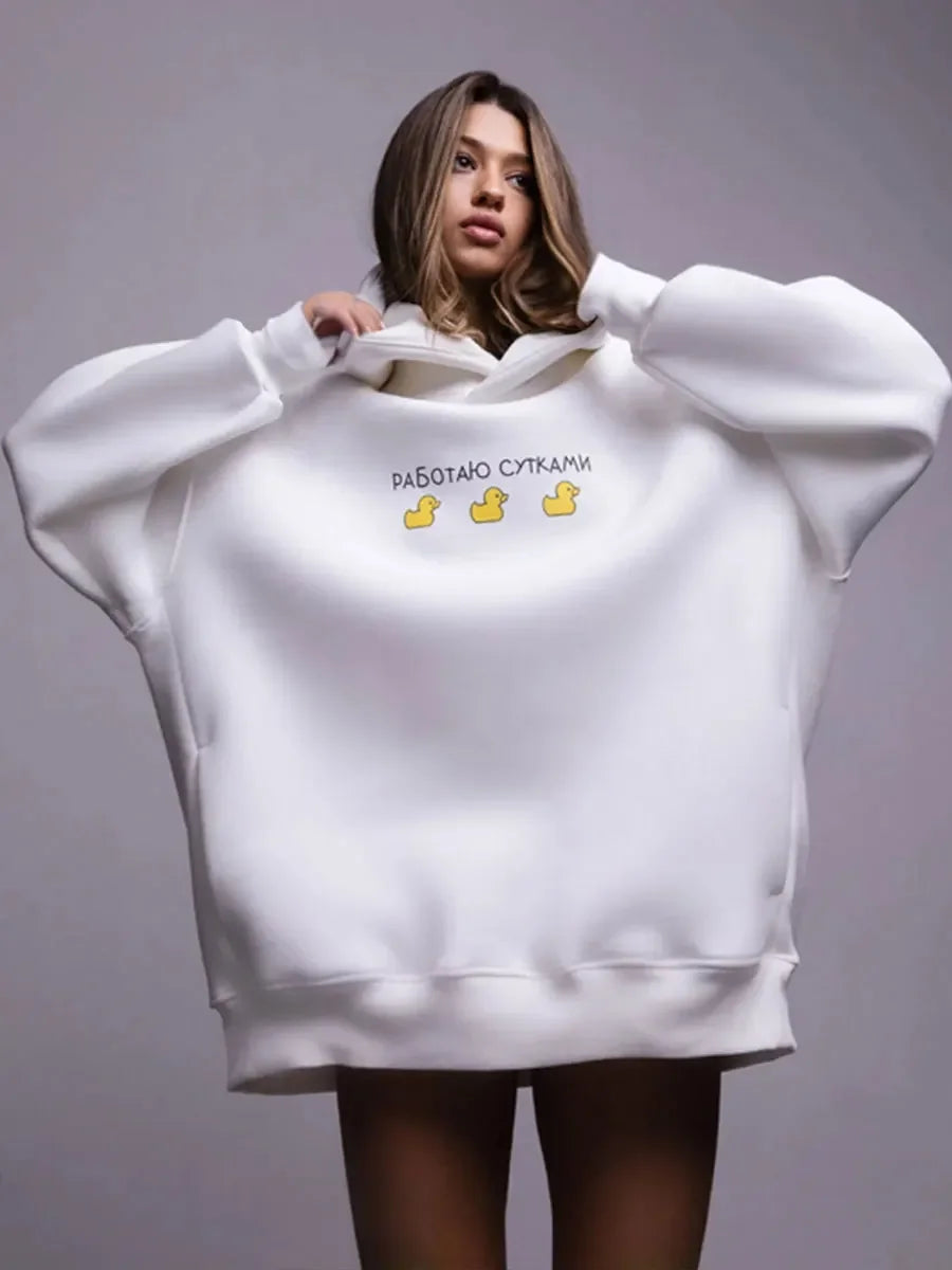 Oversized Ducks Printed Hoodie