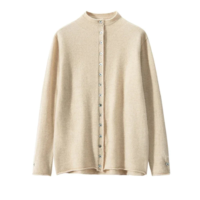 Cashmere Knitted Causal Stand-up Collar Cardigan