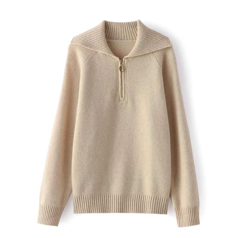 Pure Cashmere Half-zip Collar Jumper