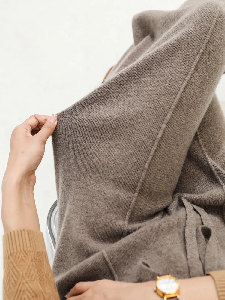 100% Merino Wool Knitted Wide-Leg Pants