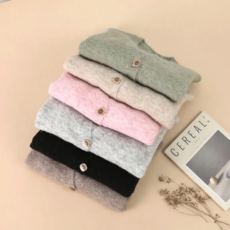 Wool Blend Soft Knitted Short Cardigan