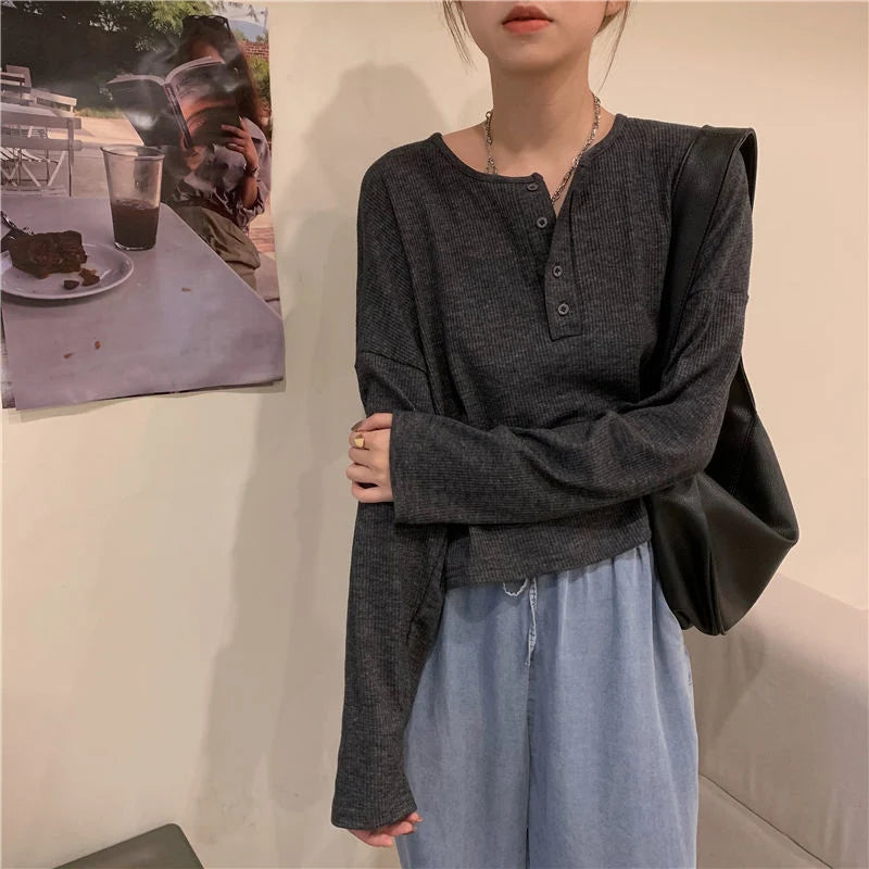 Button Design Long Sleeve Shirt