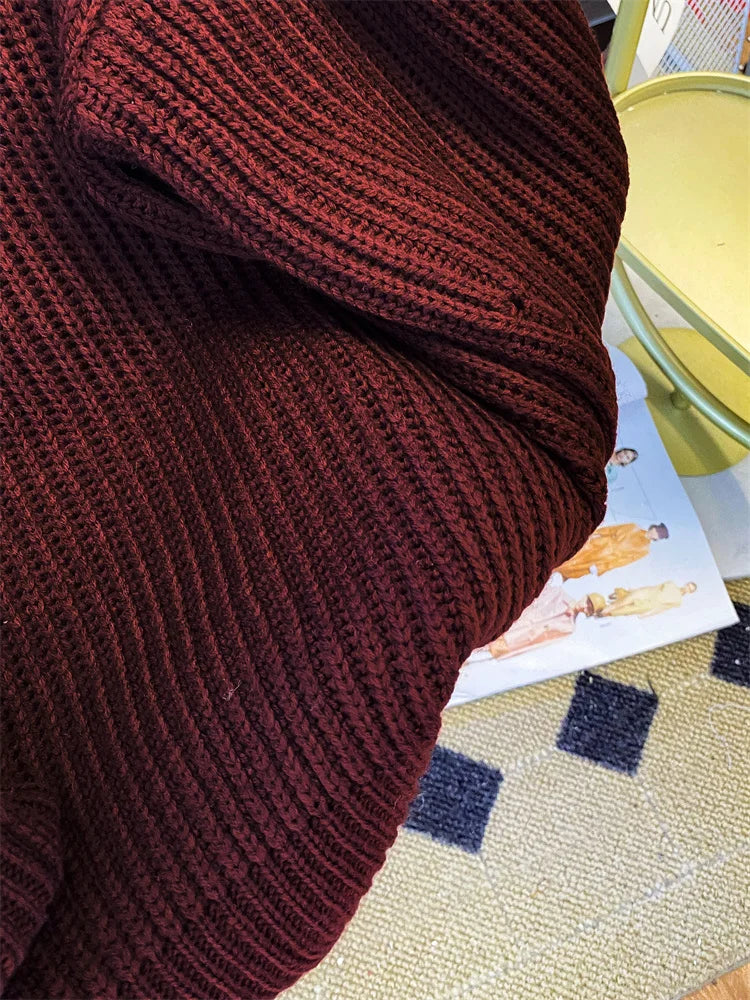 Round-Neck Oversized Knitted Pullover