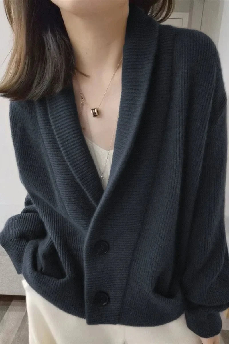 Shawl Collared 100% Cashmere Cardigan