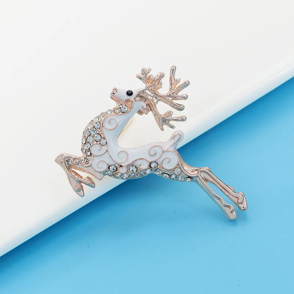 Running Deer Rhinestone Brooches