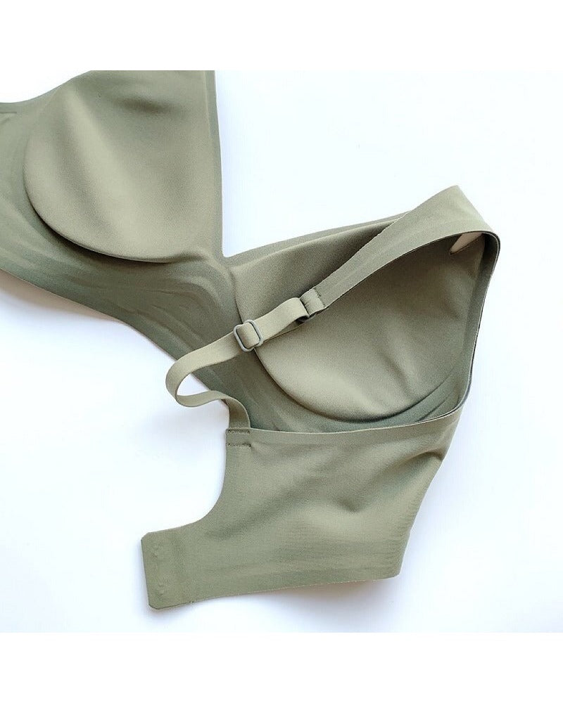 V-neck seamless rimless bra