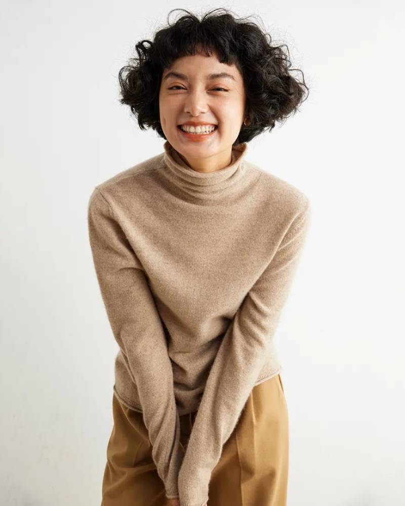 100% Cashmere Pile Collar Jumper