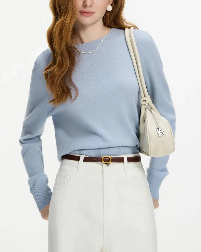 100% Wool Crew Neck Versatile Sweater